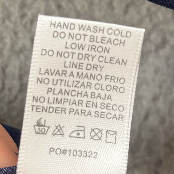 Staccato Blouse Star Print Satin Rayon Navy Blue size large - Picture 11 of 11